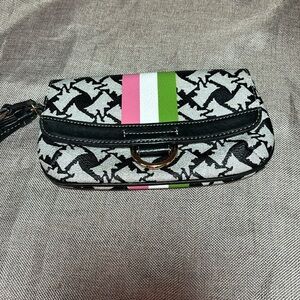 Vintage RARE Juicy Couture Scottie Canvas wristlet with magnetic closure.